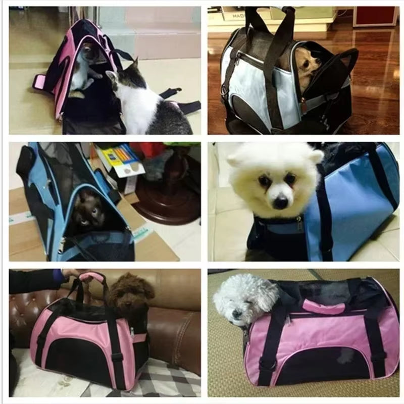 Portable Mesh Pet Carrier Bag for Small Dogs and Cats - Breathable, Foldable Travel Handbag