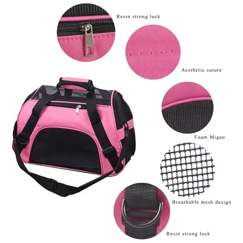 Portable Mesh Pet Carrier Bag for Small Dogs and Cats - Breathable, Foldable Travel Handbag