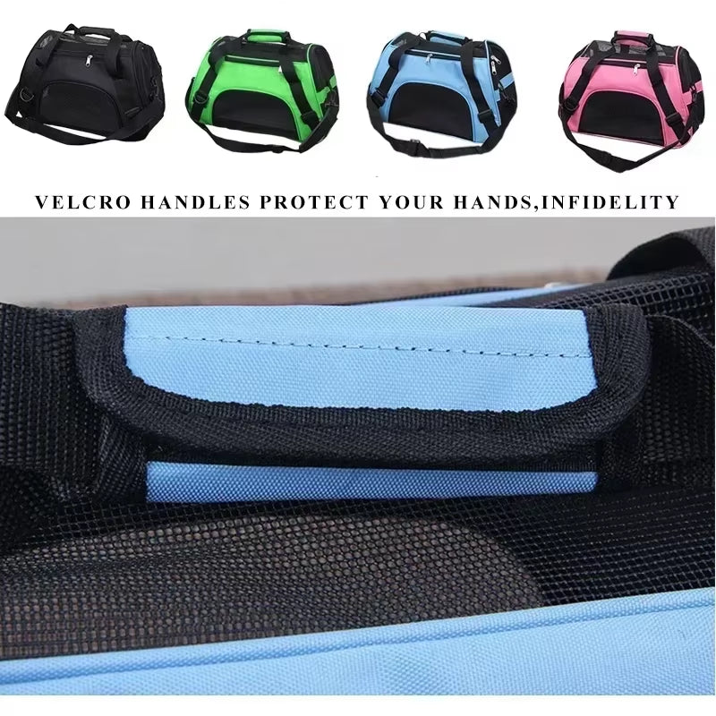 Portable Mesh Pet Carrier Bag for Small Dogs and Cats - Breathable, Foldable Travel Handbag