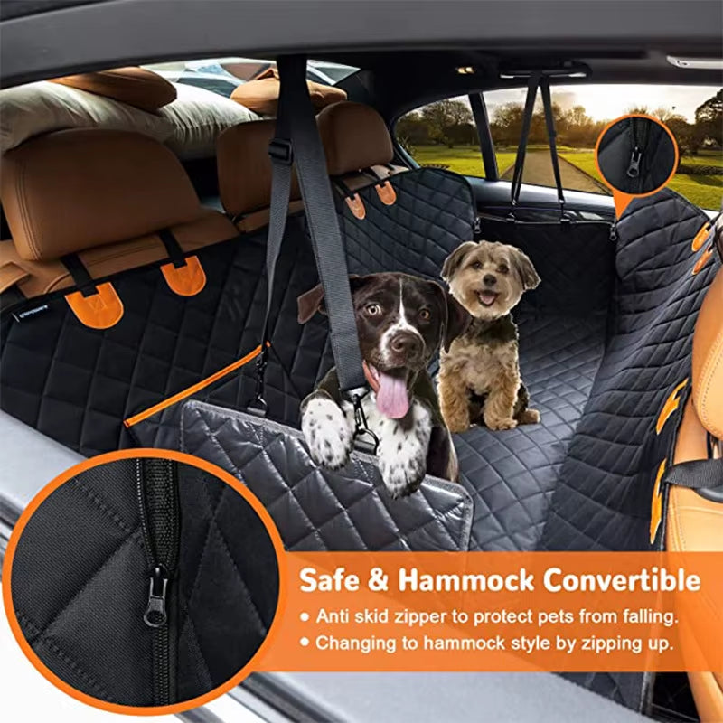 Waterproof Dog Car Seat Cover and Hammock - Pet Travel Carrier and Rear Seat Protector Mat for Safety