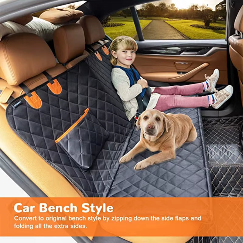 Waterproof Dog Car Seat Cover and Hammock - Pet Travel Carrier and Rear Seat Protector Mat for Safety