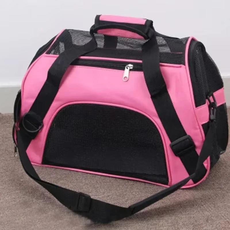 Portable Mesh Pet Carrier Bag for Small Dogs and Cats - Breathable, Foldable Travel Handbag